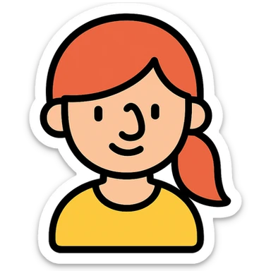 A girl with a prominent feature sticker