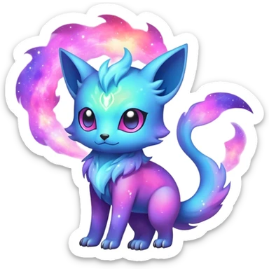 Cute cool colorful nebula fantasy animal hybrid Fakemon full body sticker