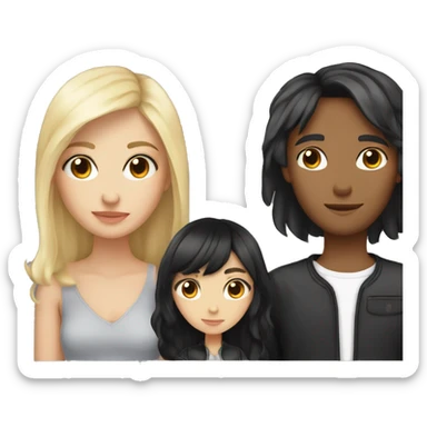 Friend group of a blond girl, a brunette girl, a girl with black hair, and a boy with black hair sticker