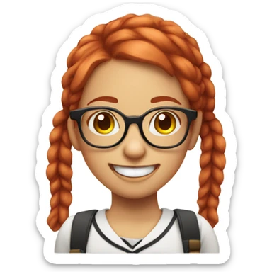 Nerd girl with glasses and buck teeth braces red hair and pigtails sticker