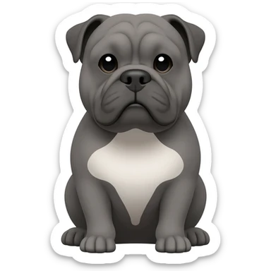 gray English bulldog sitting face body paw white pet sticker