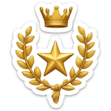 Create a powerful, gold-themed emoji representing the highest military rank, symbolizing authority, leadership, and strength. The emoji should feature a crown-like symbol, a military star, and a laurel wreath, with a regal and commanding presence. sticker