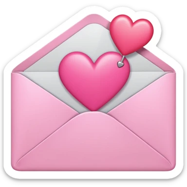 envelope with a heart sticking out of it in y2k style sticker