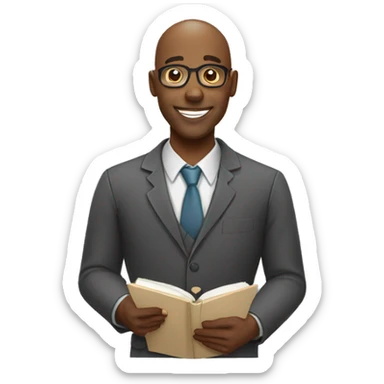 cartoon illustration of a black man bald man working as a teacher sticker