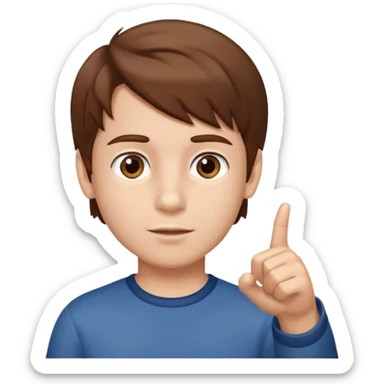 A boy poitning to the sideways. Full body. sticker