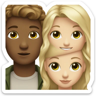 brown hair girl and blonde hair green eye boy sticker