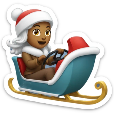 Woman riding a motor sleigh sticker