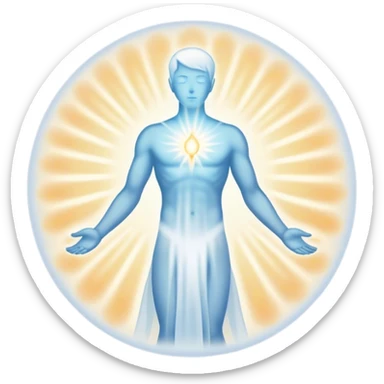 White strong spiritual aura emits from human silhouette  sticker