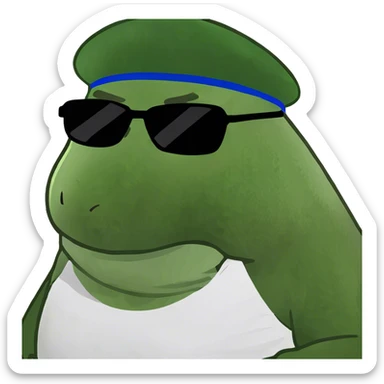 Fat man in white shirt on this shirt text Rostock sticker