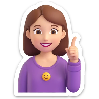 girl smiling and pointing her finger, 3D emoji style sticker