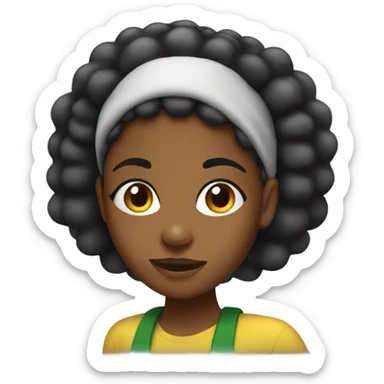Jamaican girl with the word biggiedoo on her head sticker