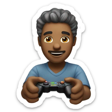 a man playing with a gaming gamepad sticker