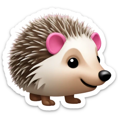a hedgehog with pink nose and needles sticker