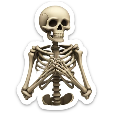 Skeleton wearing a chain while praying sticker