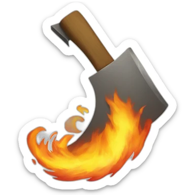Axe on fire on blade  sticker