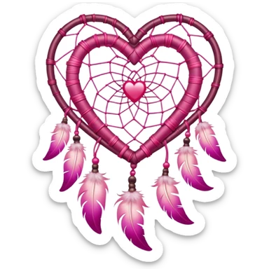 Pink ombre heart shaped dream catcher  sticker