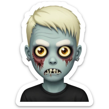 zombie boy with piercings emo hair and black shirt sticker