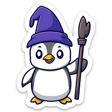 penguin wizard sticker