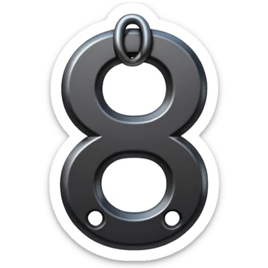 Emoji, gothic chain link shaped as number 8, forged from matte black steel, industrial form, subtle metal texture, no glow, no neon, flat emoji design, centered, transparent background sticker