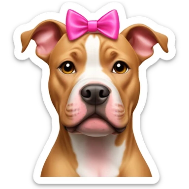 Tan pitbull with pink bow on head sticker