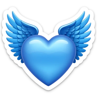 blue heart with wings sticker
