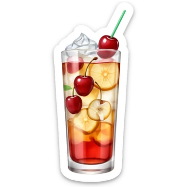 Japanese cream soda on a glass with ice cherry on top sticker