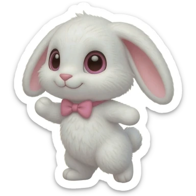 Cute white bunny with pink bowtie sticker