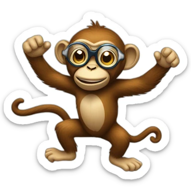 Dancing Monkey with spectacles in rain sticker