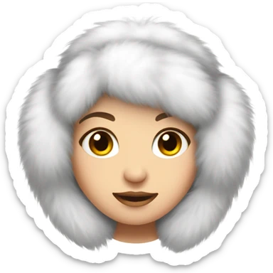 Girl in white big fluffy fur ear muffs sticker