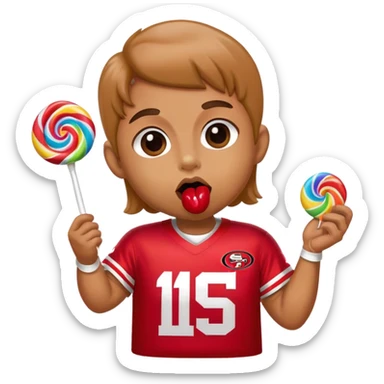 Gay pride 49ers fan licking rainbow lollipop sticker