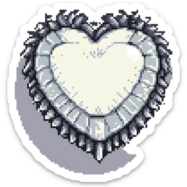 silver goth heart, gothic, spiked, Pixel Art style, no text sticker