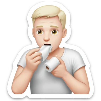 Guy eating toilet paper sticker