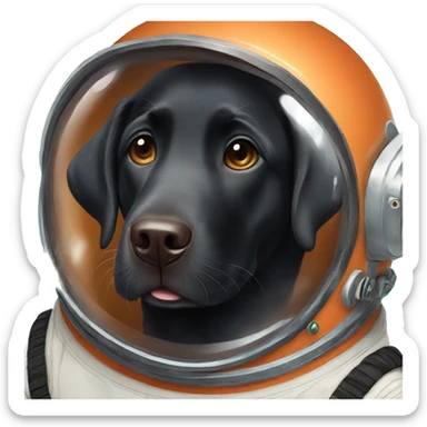 happy black labrador in Mars spacesuit sticker