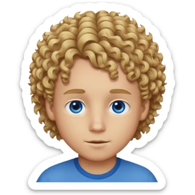 Boy with curly brown-blonde hair with blue eyes sticker
