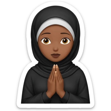 darkskin muslim black woman praying with dark hijab sticker