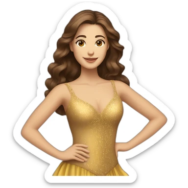 a brown-haired woman with long hair, brown eyes, who dances ballroom dancing sticker