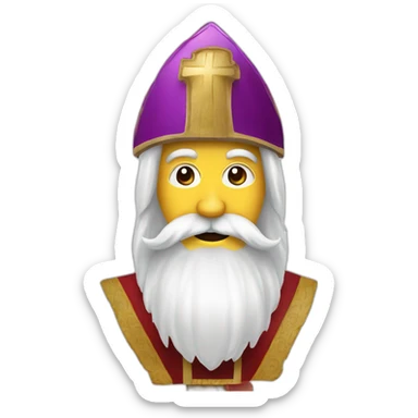 Sinterklaas With cross on miter, and a long white beard sticker