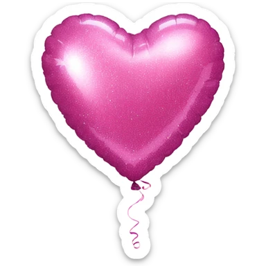 Pink glitter heart shaped balloon sticker
