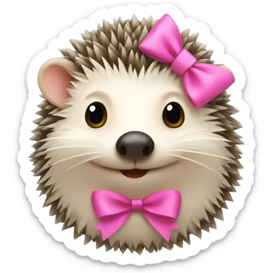 hedgehog with a pink bow sticker