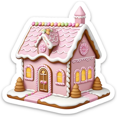 light pink and gold and white gingerbread house sticker