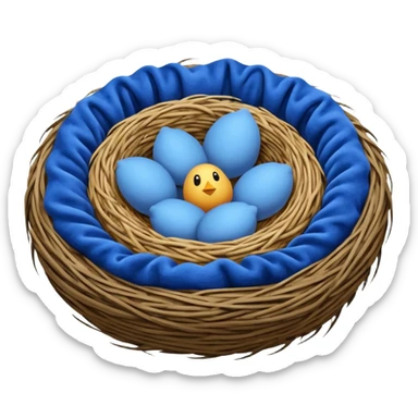 Nest made with blue velvet fabric sticker