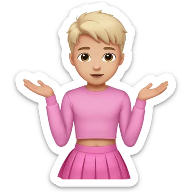 cute boy wearing pink longsleeve crop top and skirt flirting sticker