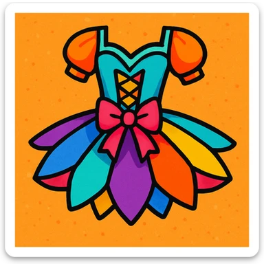 colorful and cheerful illustration of a ballerina costume sticker