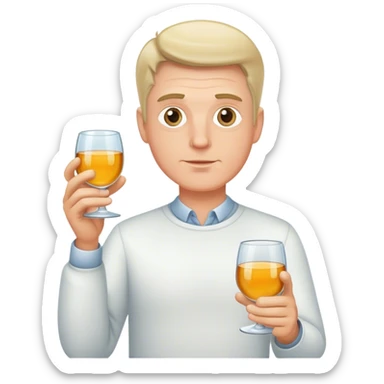 A white man with a glass in each h sticker
