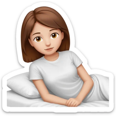lying on withe bed brown hair girl just chill sticker