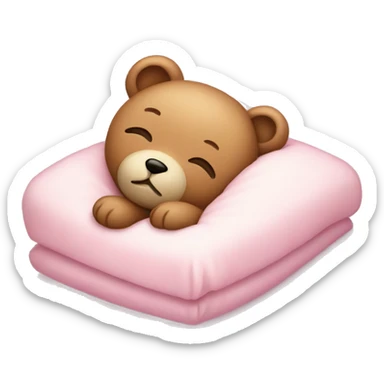 teddy bear sleeping wearing a light pink dress with a bow in its head sticker