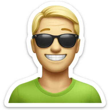 A smiley face with sunglasses saying thanks champ sticker