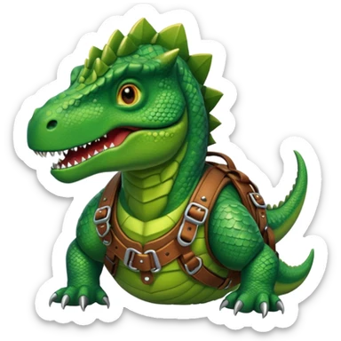 Dinosaur in harness, portrait sticker