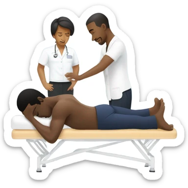 Black man getting a massage sticker