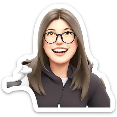 smiling girl with glasses sticker